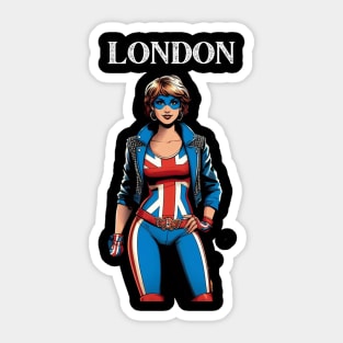 London England Female Comic Book Super Hero Sticker